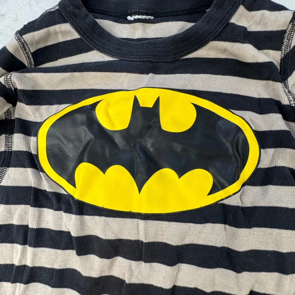 Hanna Andersson Batman Pajama Set Kids Size 8 Black Striped Superhero PJs #1